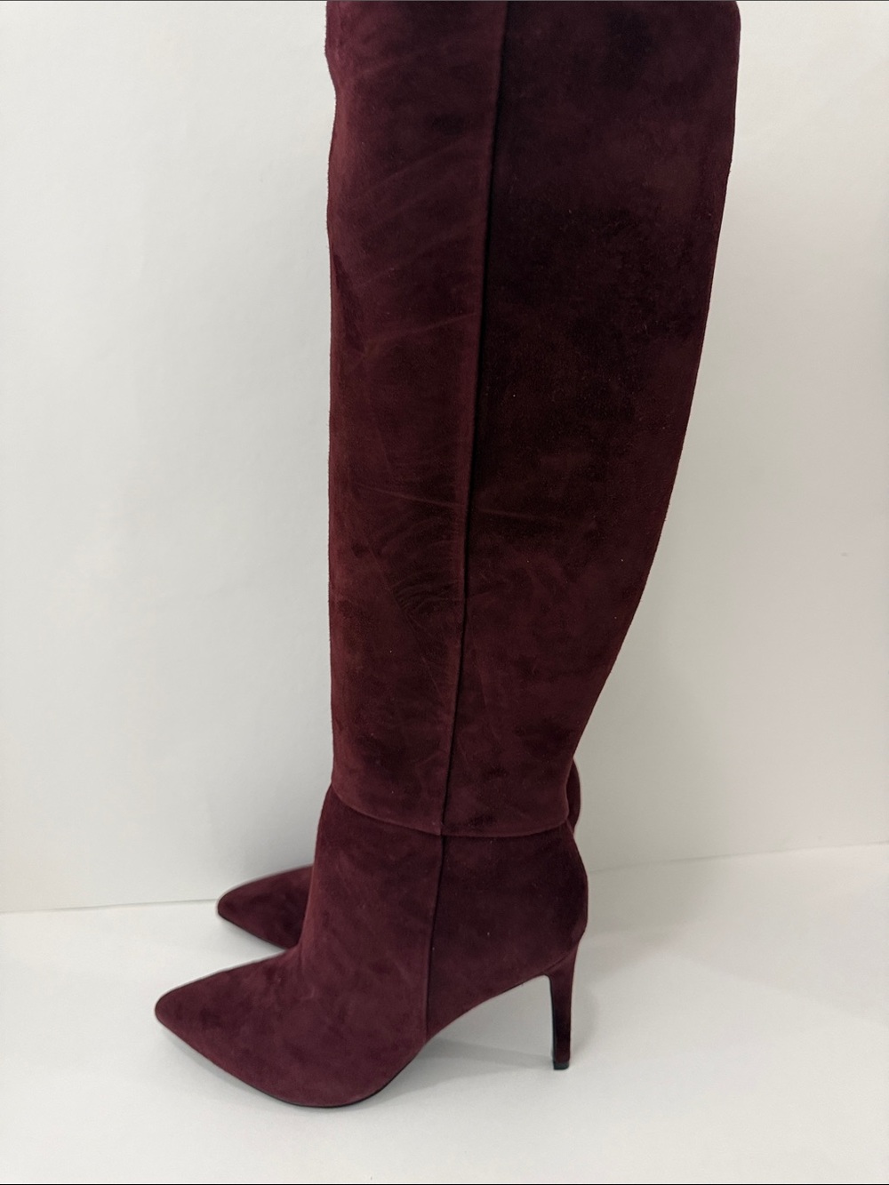 Women's Tall Pointed-Toe Suede Boots in Burgundy - Picture 3 of 4